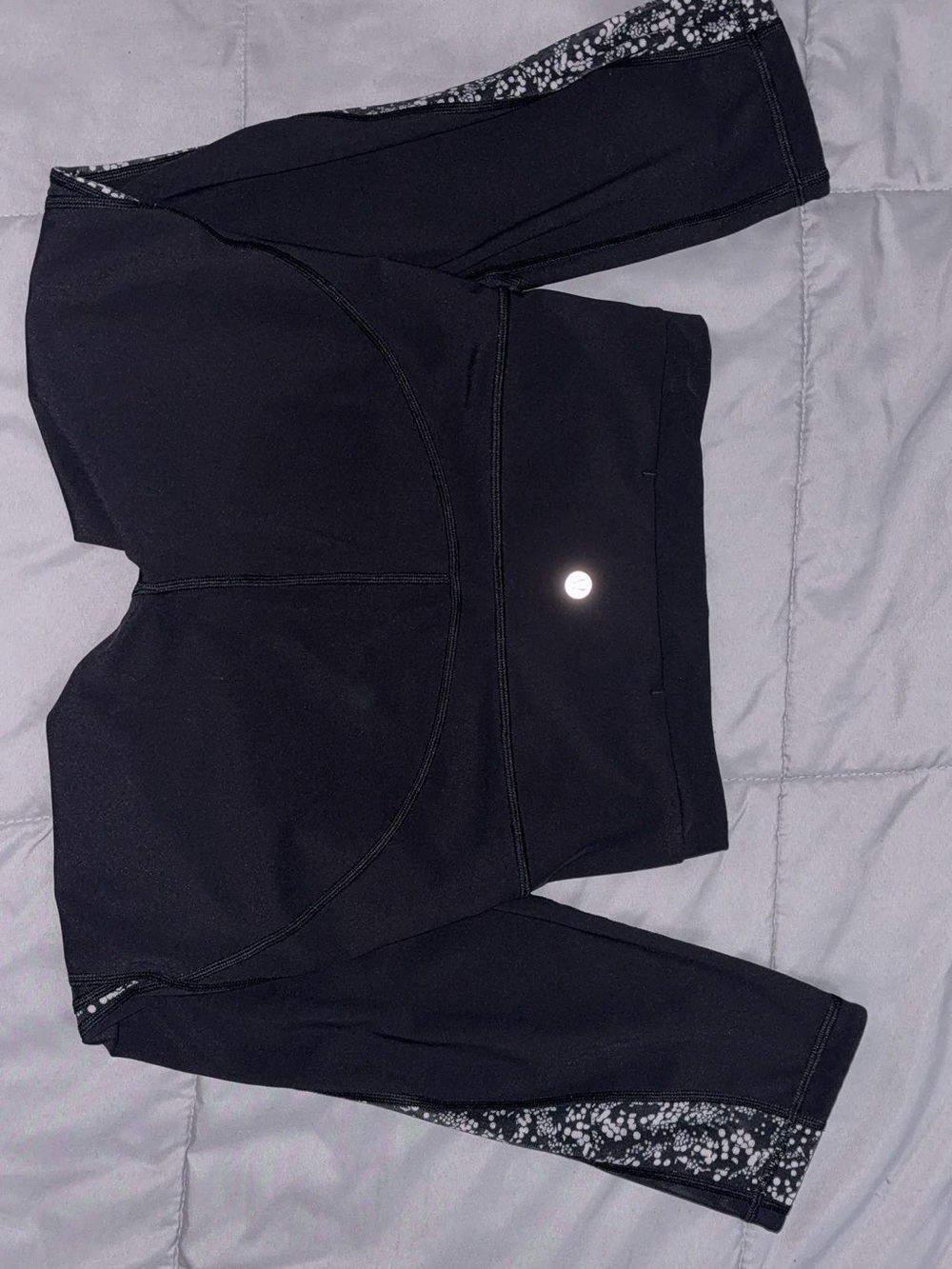 lululemon athletica Black Cropped Leggings with Printed Trim